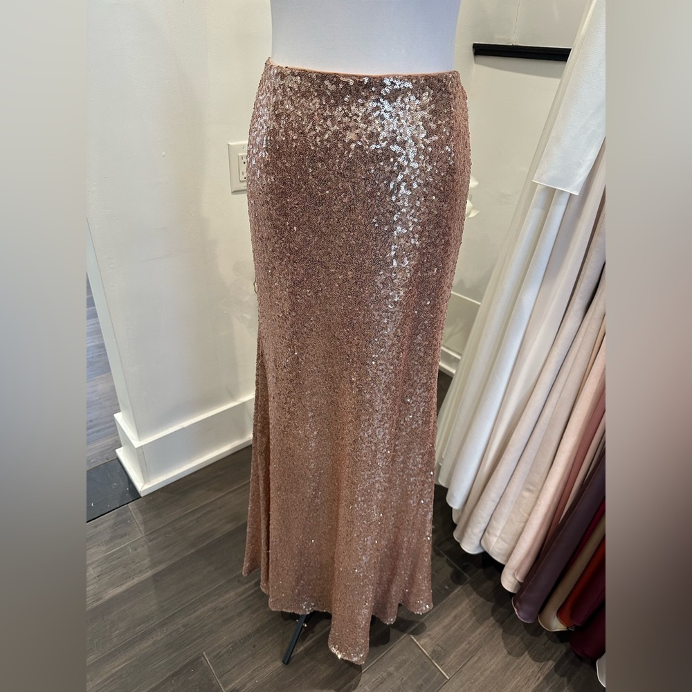 Watters- Rose gold sequin maxi skirt